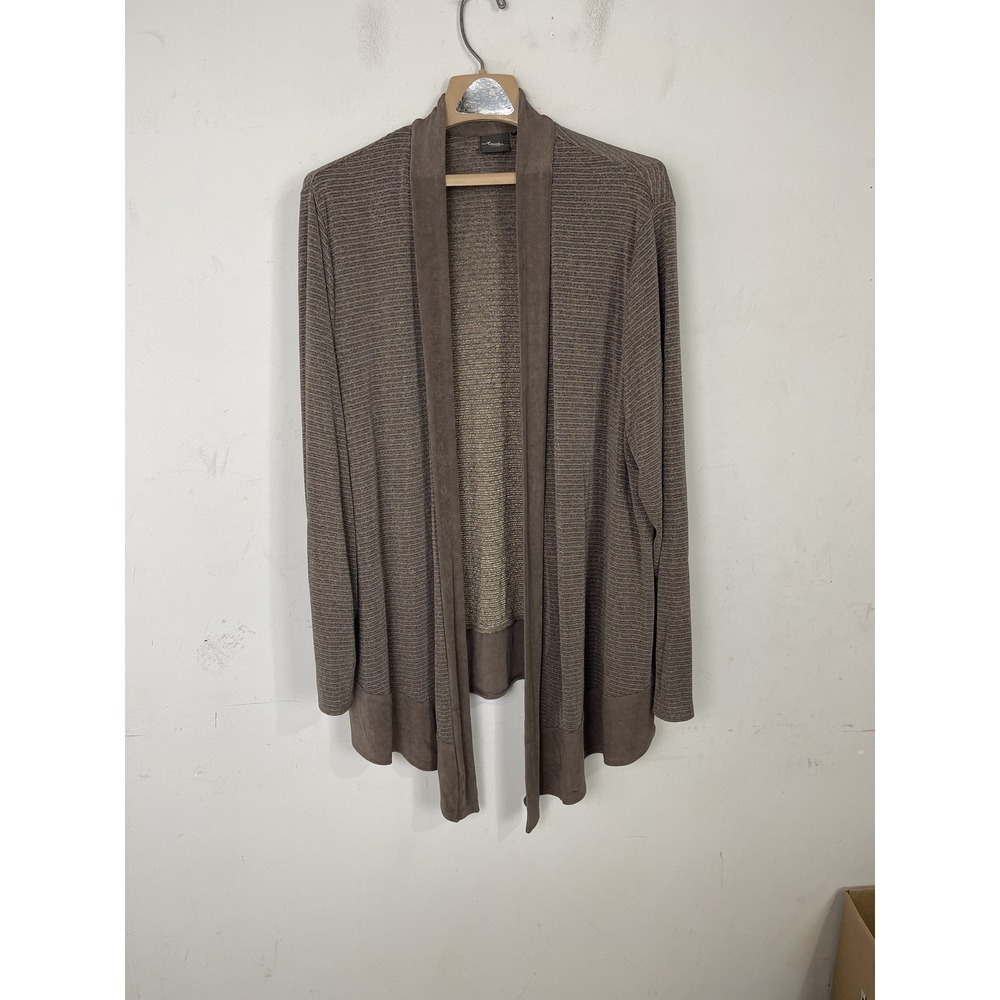 Chicos Travelers Womens‎ Cardigan Size 4 US 16 Brown Glitter Evening Open Travel